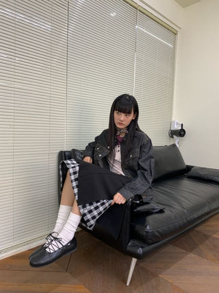 NEVERSEEZ Checkered Patchwork Skirt