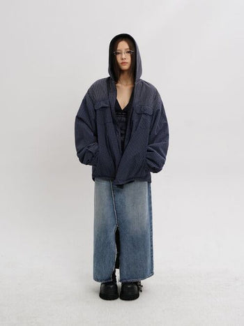 [MASONPRINCE] Plaid Wool Fleece Hooded Jacket