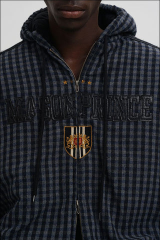 [MASONPRINCE] Embroidered Plaid Jacket