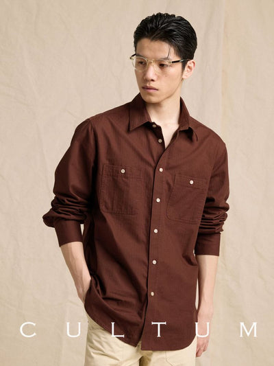 [CULTUM] Washed Cotton Work Shirt with Pockets
