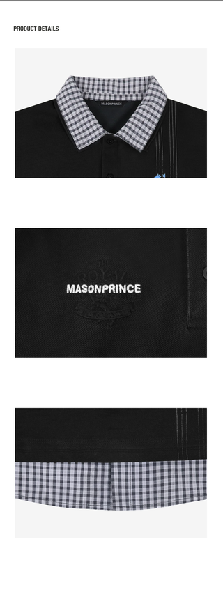 [MASONPRINCE] Checkered Collar Layered Polo