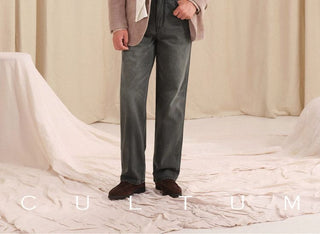[CULTUM] Vintage Washed Straight Leg Jeans