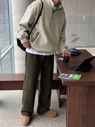 Steady Fleece-Lined Corduroy Wide Pants
