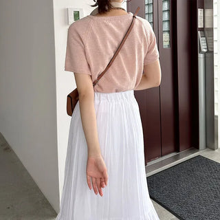 U-neck short-sleeved knit