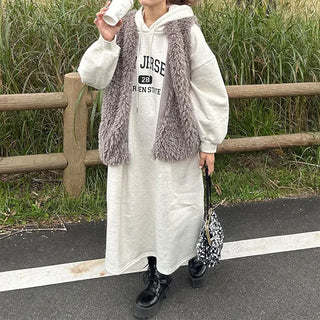 Fleece-lined hooded dress