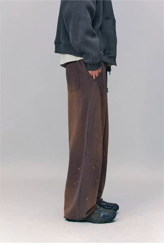 [Monterest] Washed Splatter Fleece-Lined Straight Pants