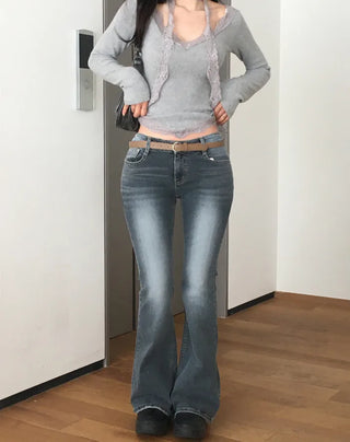 (3 colors) Washed Bootcut Denim Pants
