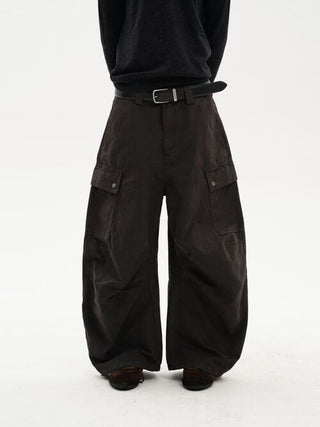 [MASONPRINCE] Washed Baggy Parachute Work Pants
