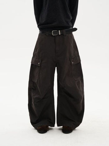 [MASONPRINCE] Washed Baggy Parachute Work Pants