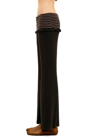 [Moromoro2] Striped Fold-Over Flare  Pants