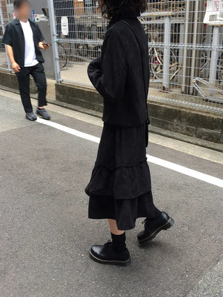 Corduroy frill skirt