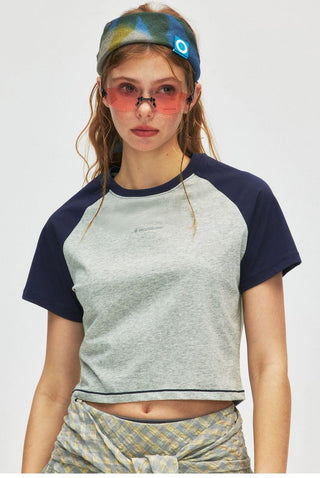 [Monterest] Raglan Sleeve Color Block Slim Fit Tee