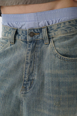 [MASONPRINCE] Washed Denim Wide Leg Pants