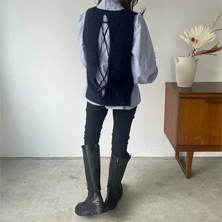 Back Ribbon Angora Vest