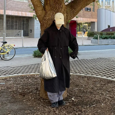 Oversized trench coat with sleeve belt