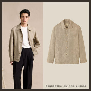 [CULTUM] Linen Blend Shirt Collar Jacket