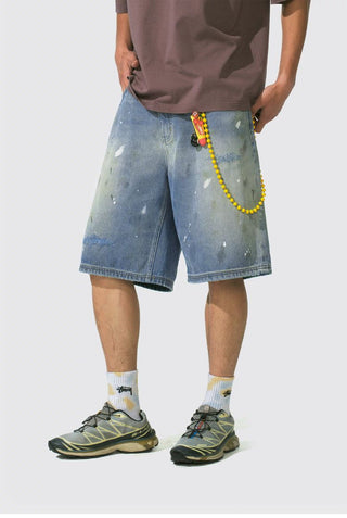 [Monterest] Paint Splatter Distressed Denim Shorts