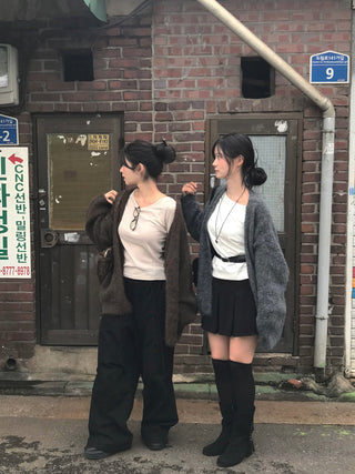 Angora V-neck cardigan