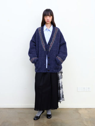 [NeverSeez] Two-Tone Jacquard Knit Cardigan