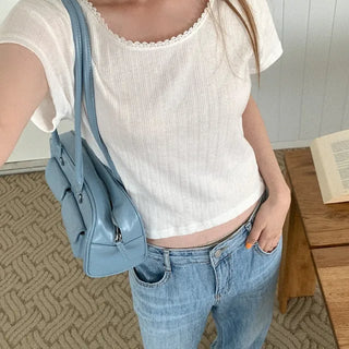 Lace short-sleeved T-shirt