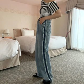 Line Point Wide Denim Pants