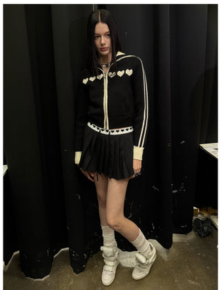 [NECY] Sweet Heart Jacquard Zip Cardigan