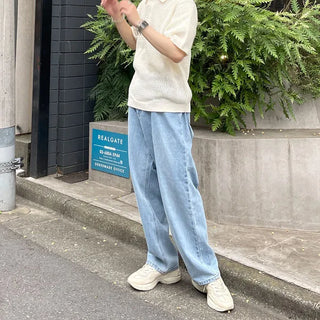 Wide denim pants