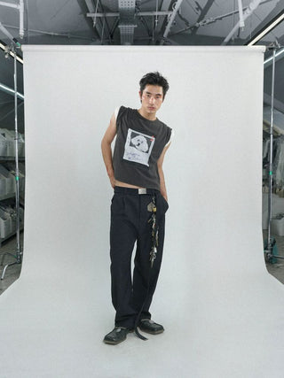 [MASONPRINCE] Graffiti Dog Print Washed Tee