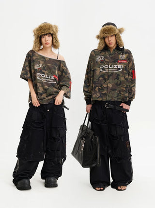 [MASONPRINCE] Camouflage Racing Knit Top