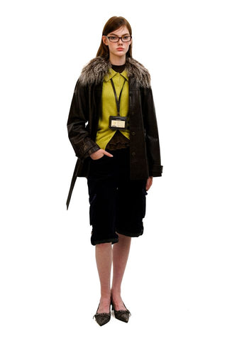 [Moromoro2] Distressed Plaid Corduroy Cargo  Pants