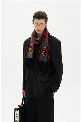 [MASONPRINCE] POLIZEI Emblem Fringe Scarf