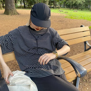 Striped round short-sleeved T-shirt