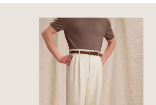 [CULTUM] Double Pleat Straight Leg Trousers