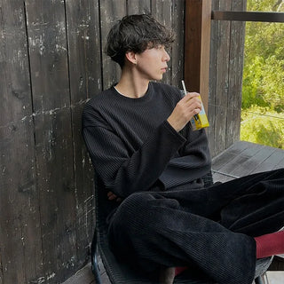 Rib-knit round t-shirt