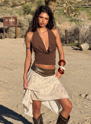 Remarkable Plunged Cowl Neck Top Brown