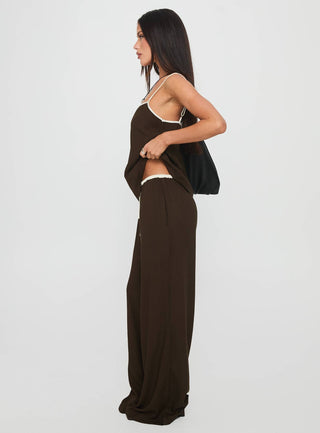 Nolei Contrast Pants Set Chocolate  White