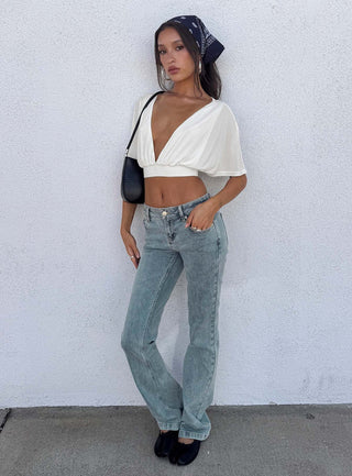 Clarenza Micro Jersey Crop Top White