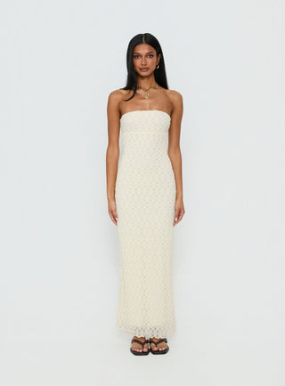 Aryela Strapless Textured Maxi Dress Cream
