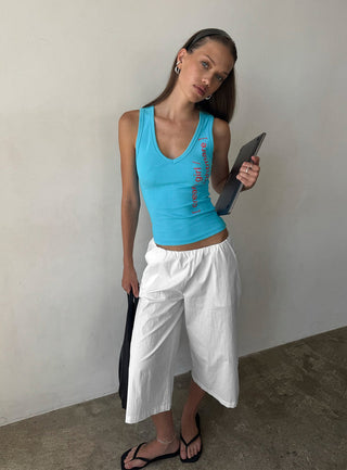Dreamgirl Nightmare Graphic V Neck Tank Blue