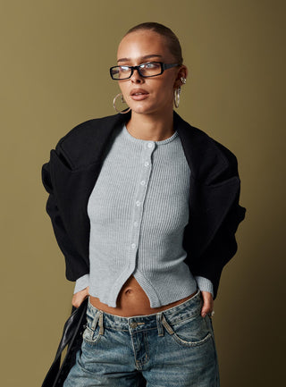 Suzu Long Sleeve Knit Top Grey