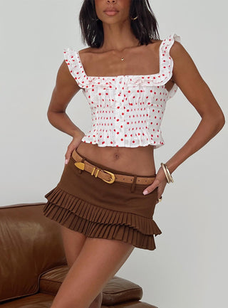 Isadoria Frill Top White  Red Polka