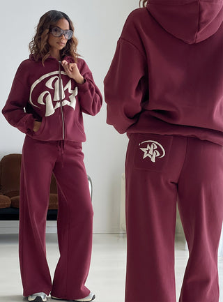 Princess Polly Stargirl Zip Through Jumper Burgundy
