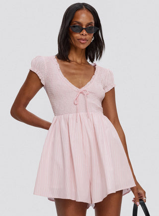 Wescott Stripe Playsuit Pink  White