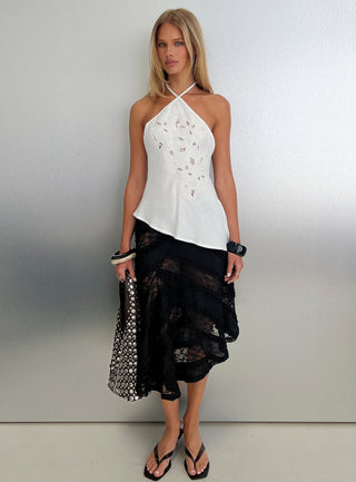 Bonanza Asymmetrical Halter Top White