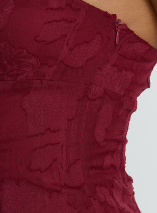Delamere Mini Dress Burgundy Burnout