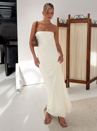 Annarosa Strapless Lace Maxi Dress Cream