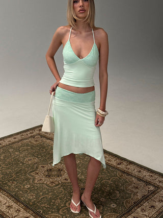 Natabelle Lace Detail Halter Top Mint