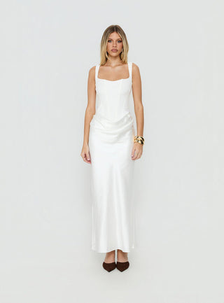 Ryana Corset Drape Maxi Dress White
