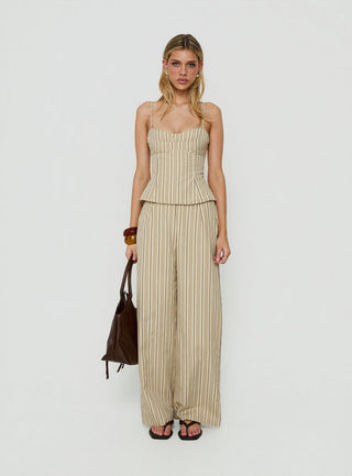 Kierstyn Corset Set Beige Stripe