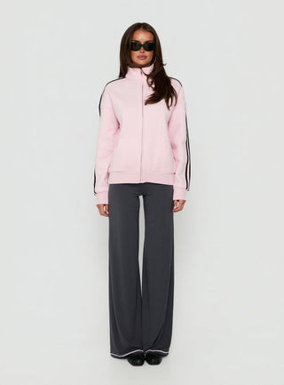 Keeran Funnel Neck Fleece Sweatshirt Pink / Black